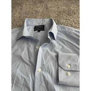 Bonobos Mens Standard Fit Long Dress Shirt Blue White Gingham Check Size Large